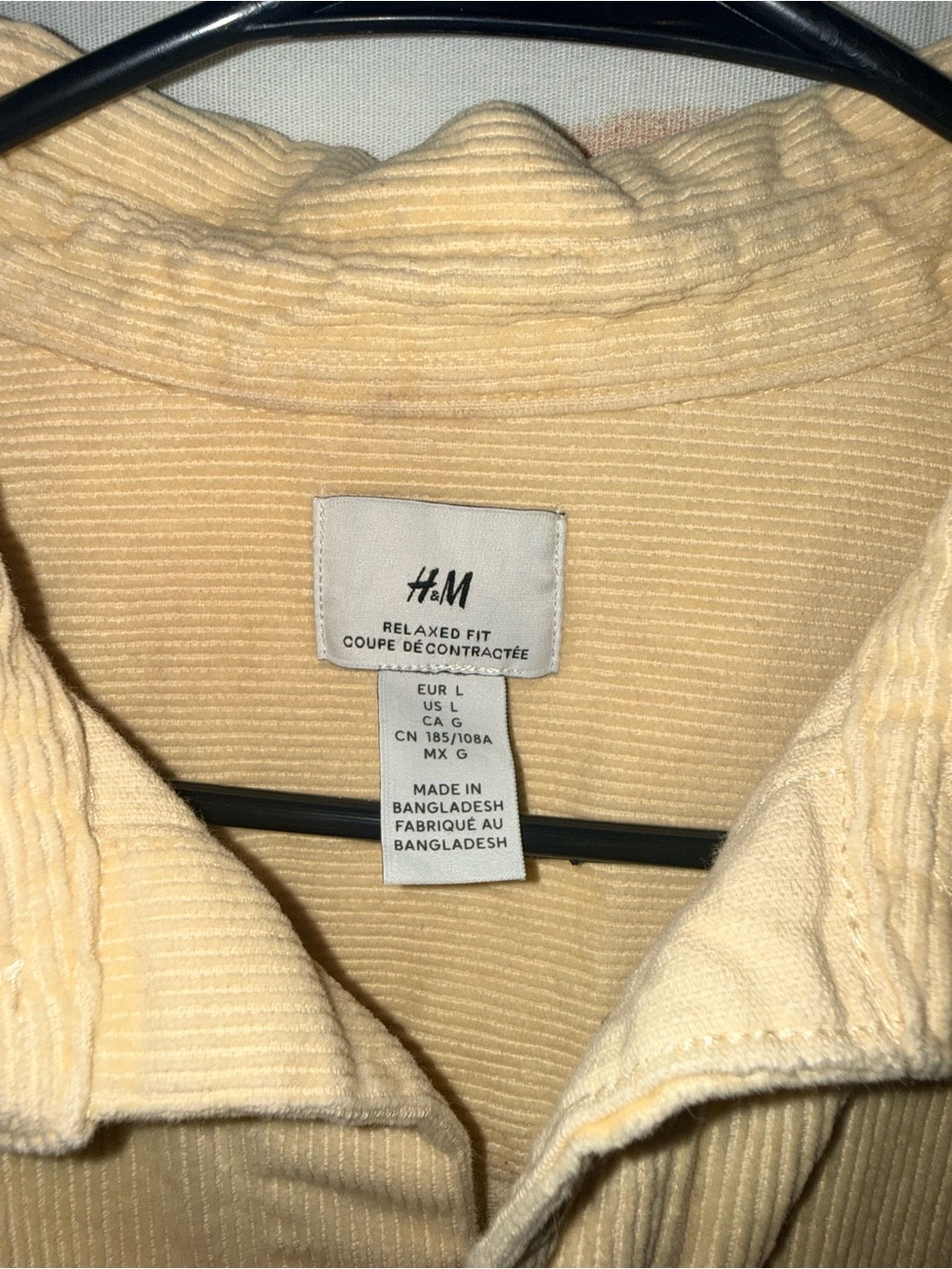 H&M Men's Relaxed Fit Corduroy Zip-Up Jacket in Cream